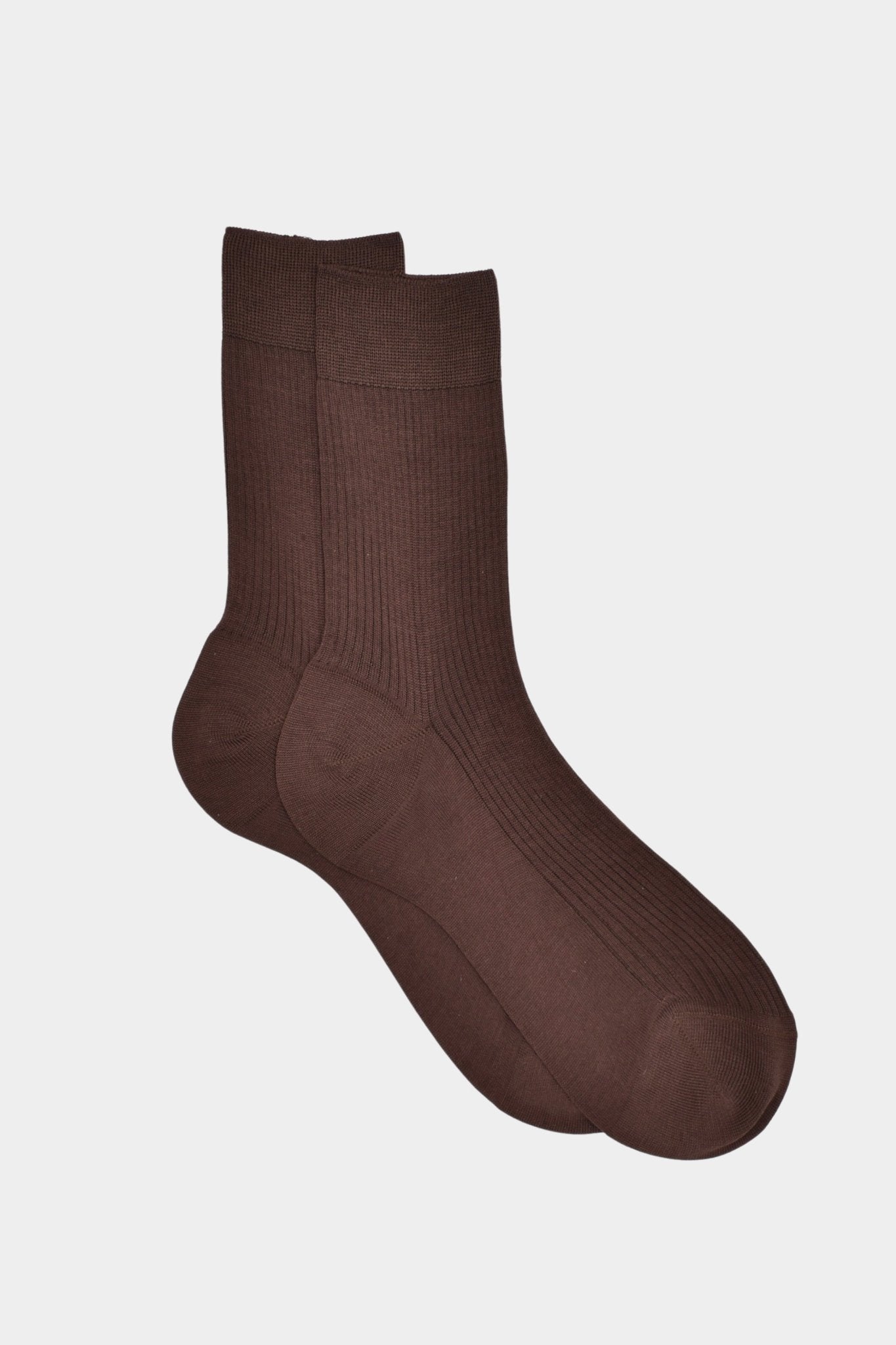Maria La Rosa - One Ribbed Socks - Dark Brown - YUCCA, cozy socks, unique socks, Italian socks.