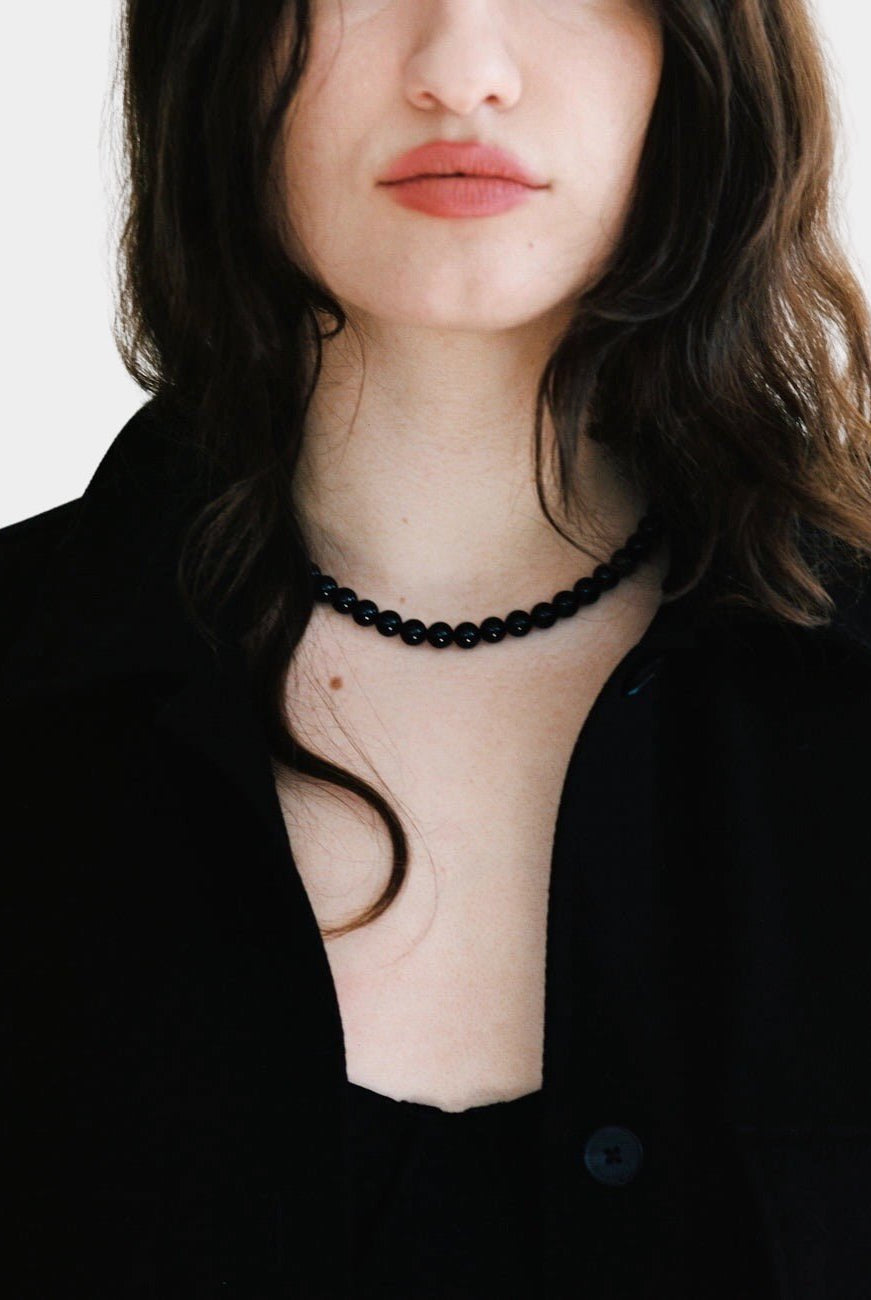 Maslo Jewelry - Frances Necklace - Black Onyx - Necklaces - YUCCA, beaded choker, modern sculptural jewelry Denver.