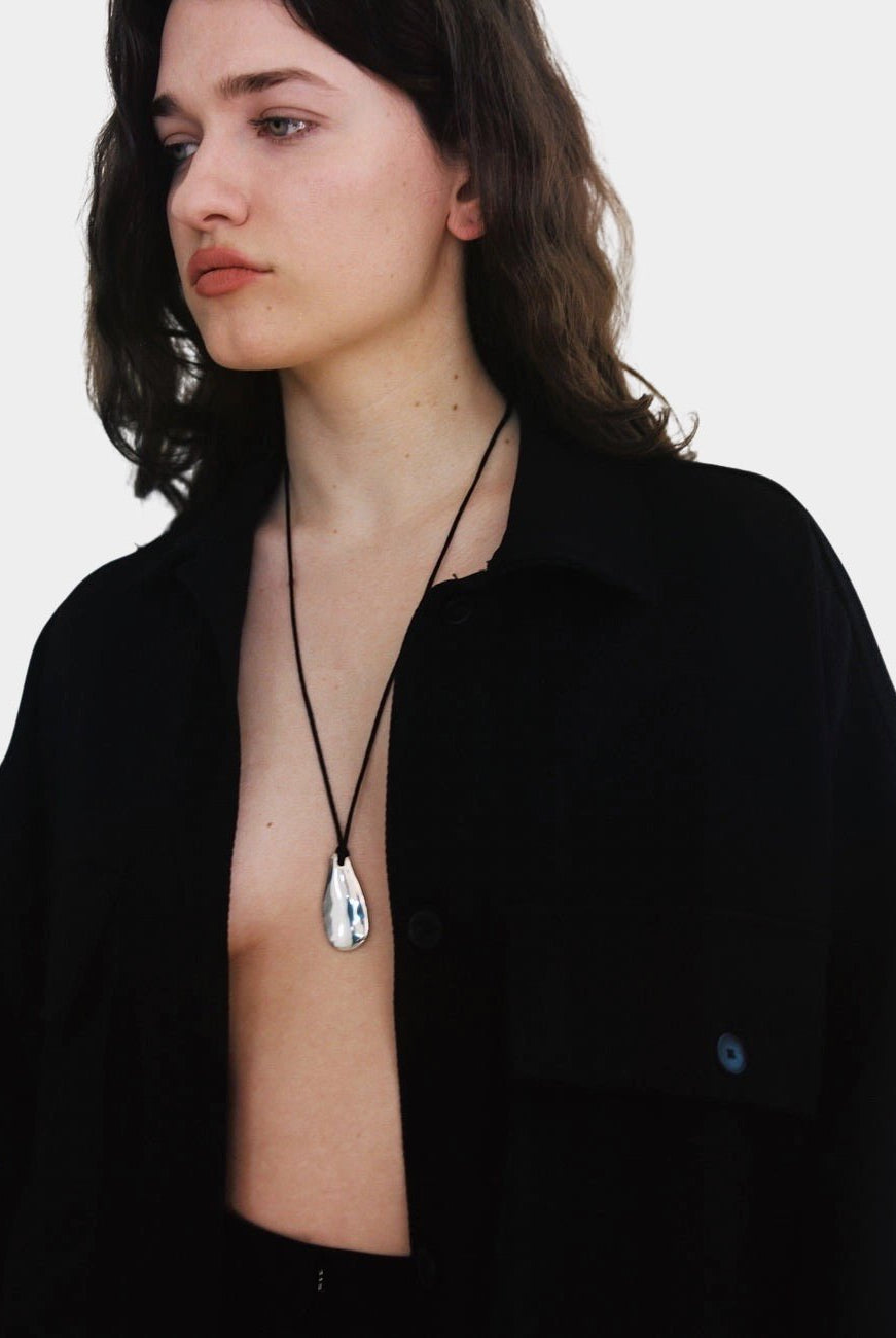 Maslo - Large Pebble Pendant Necklace - YUCCA, minimalist sculptural jewelry for women, women’s artistic jewelry.