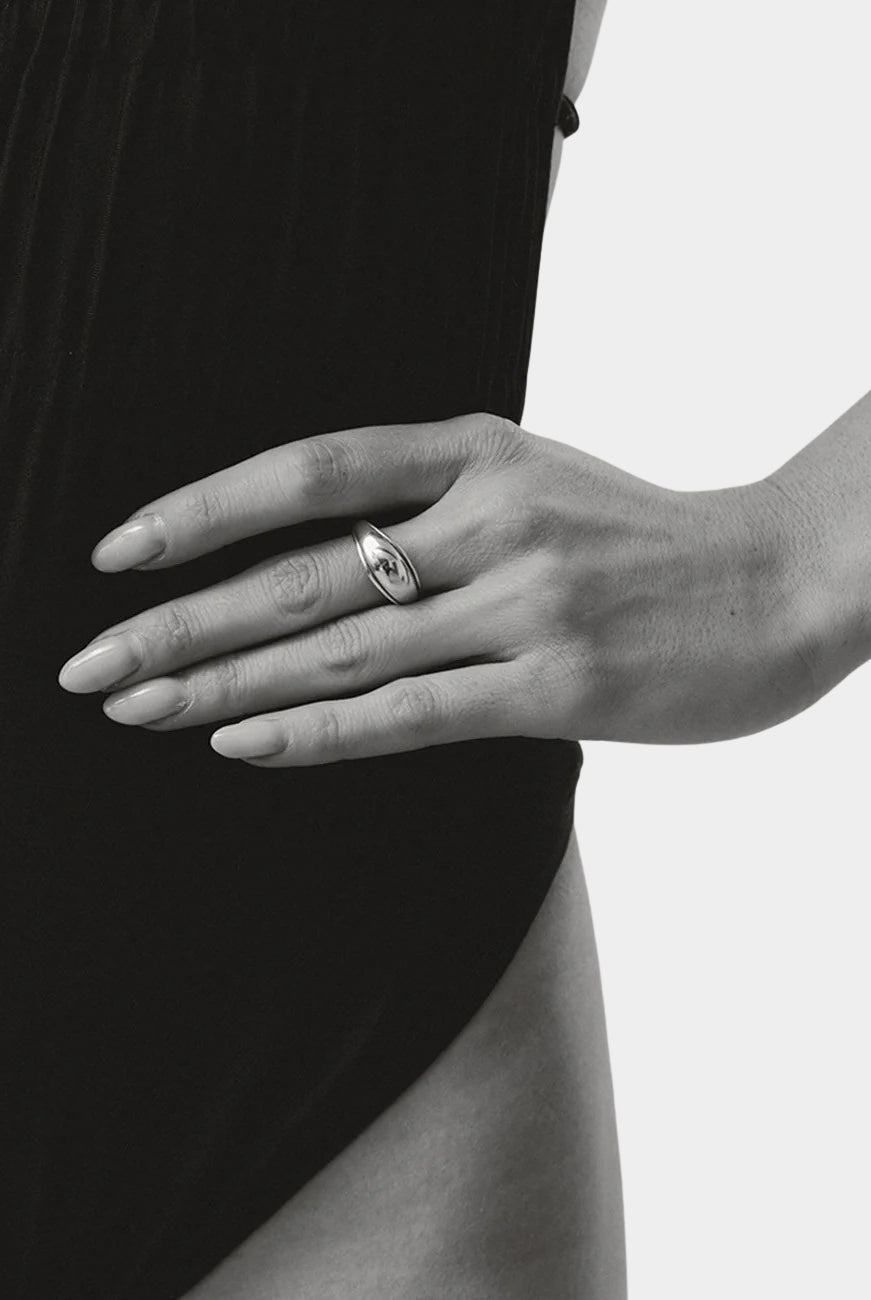 Maslo - Outlined Domed Ring - Sterling Silver - Rings - YUCCA, sculptural artistic jewelry for women, unique jewelry Denver.