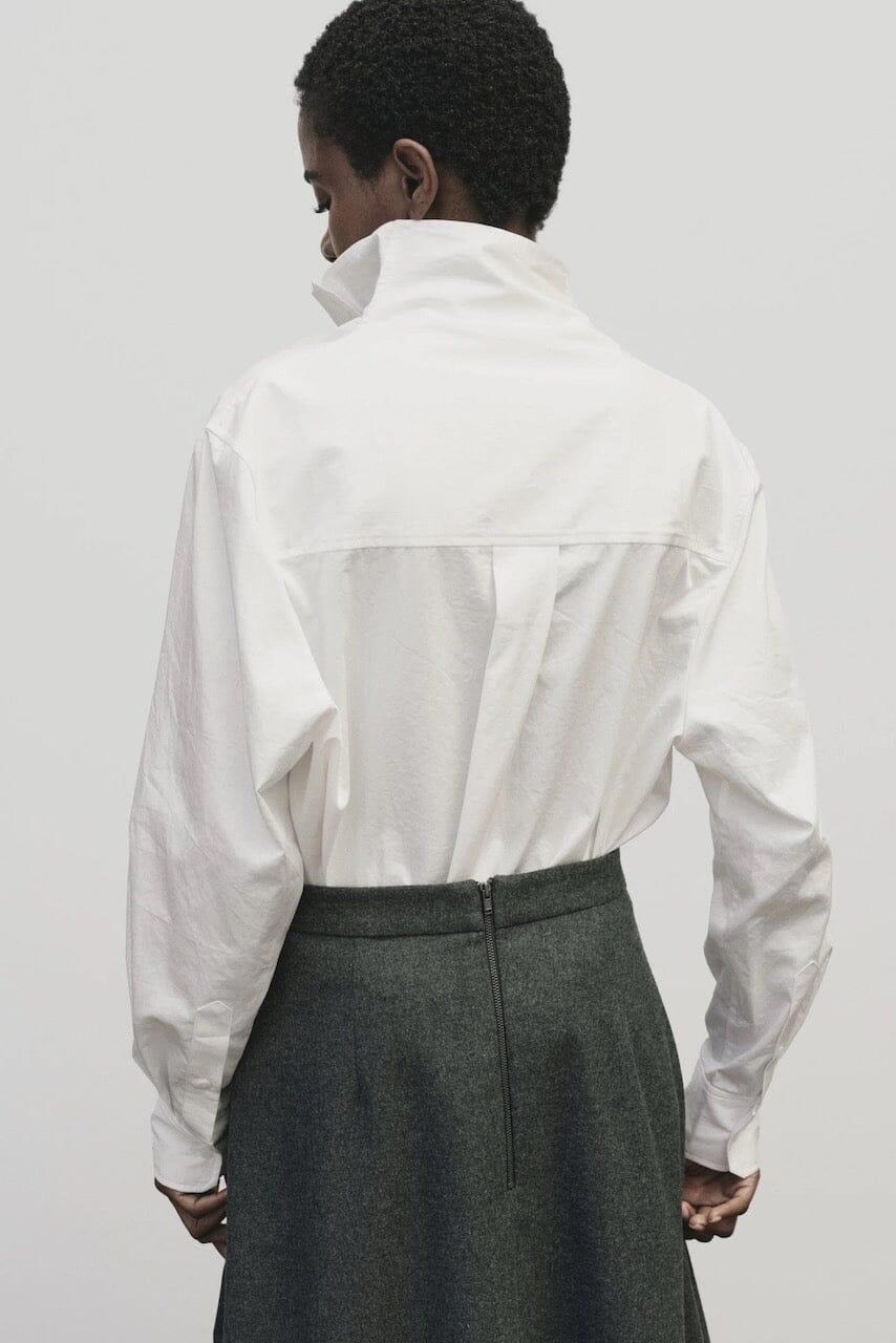 Mijeong Park - Asymmetric Cotton Shirt In White - Shirts & Tops - YUCCA - boutiques near me, women’s high quality tops.