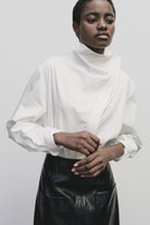 Mijeong Park - Asymmetric Cotton Shirt In White - Shirts & Tops - YUCCA - boutiques near me, women’s high quality tops.