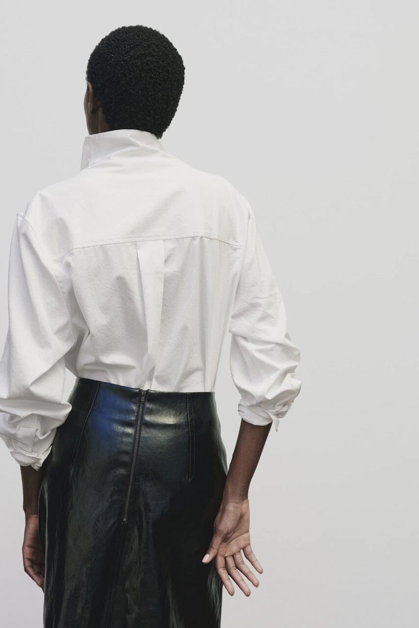 Mijeong Park - Asymmetric Cotton Shirt In White - Shirts & Tops - YUCCA - boutiques near me, women’s high quality tops.