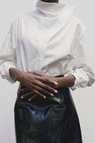 Mijeong Park - Asymmetric Cotton Shirt In White - Shirts & Tops - YUCCA - boutiques near me, women’s high quality tops.