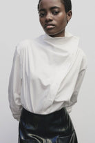 Mijeong Park - Asymmetric Cotton Shirt In White - Shirts & Tops - YUCCA - boutiques near me, women’s high quality tops.