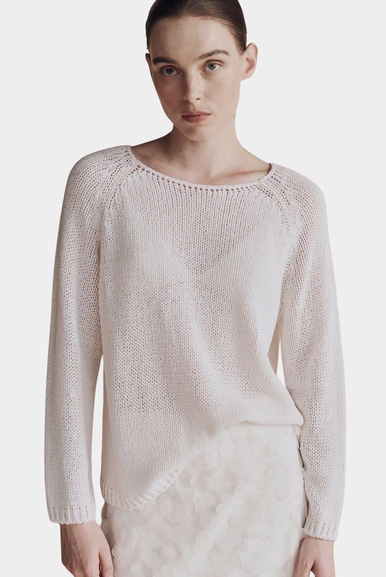 Mijeong Park | Boat Neck Sweater in White - SHOP YUCCA Sweater MIJEONG PARK - YUCCA, Yucca store Denver, women’s clothing boutique near me, high quality capsule wardrobe, boutiques near me, women’s high quality knitwear.