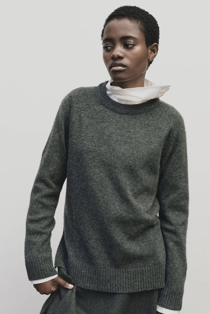 Mijeong Park - Cashmere Blend Crewneck Knit - Gray - Sweater - YUCCA, Yucca store Denver, women’s clothing boutique near me.