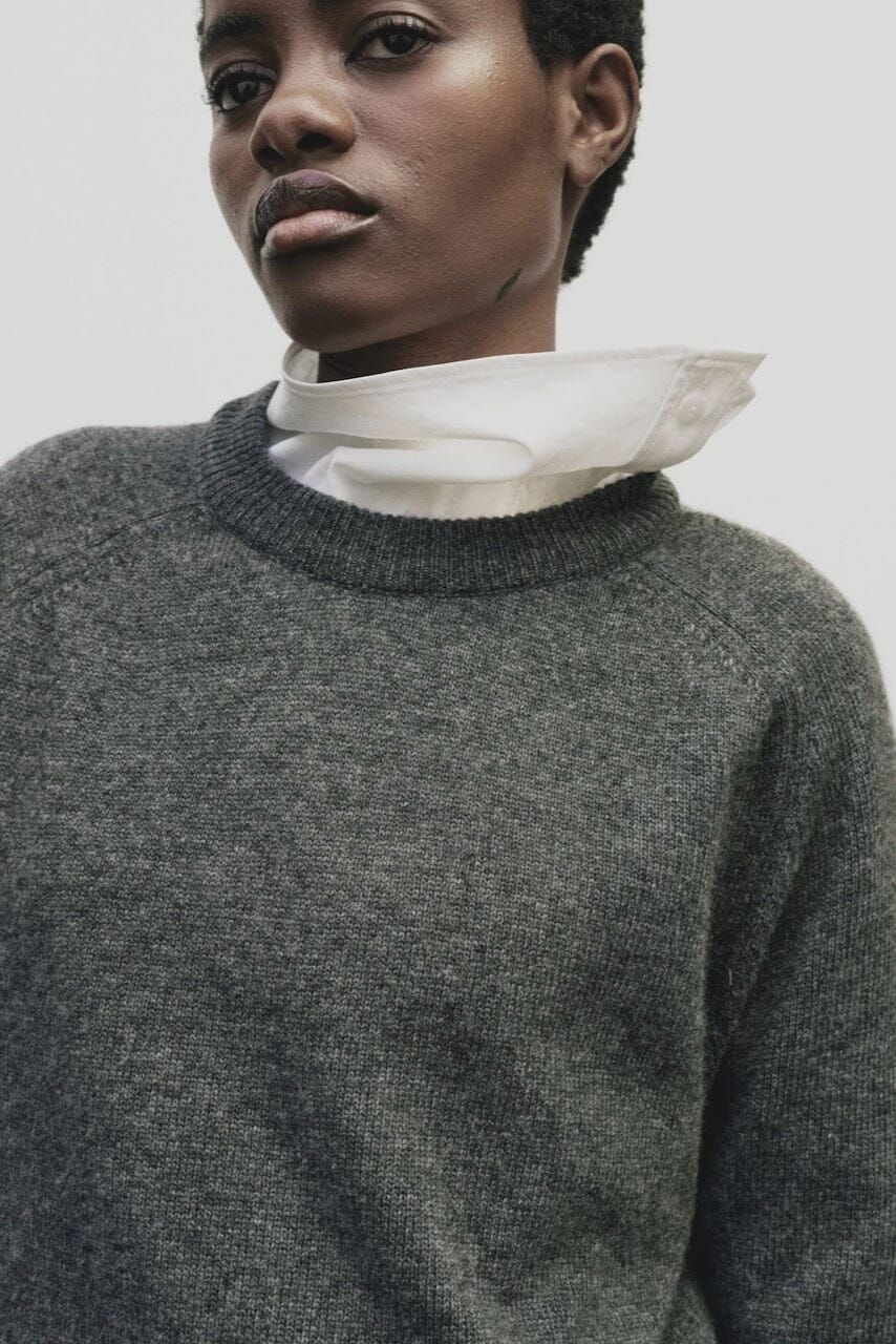 Mijeong Park - Cashmere Blend Crewneck Knit - Gray - Sweater - YUCCA, Yucca store Denver, women’s clothing boutique near me.