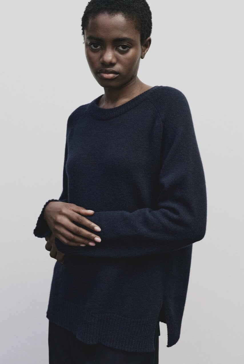 Mijeong Park - Cashmere Blend Crewneck Knit - Navy - Sweater - YUCCA, Yucca store Denver, women’s clothing boutique near me.