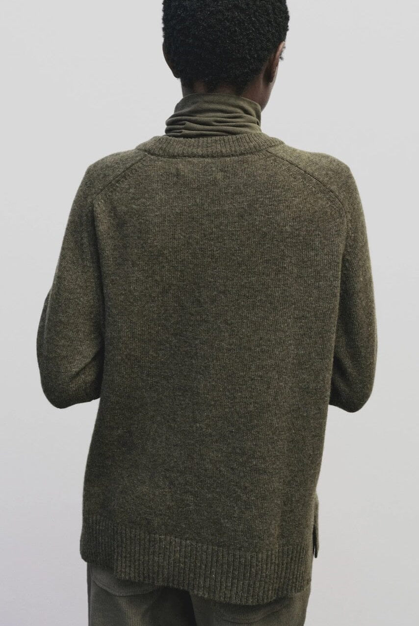 Mijeong Park - Cashmere Blend Crewneck Knit - Olive - Sweater - YUCCA, Yucca store Denver, women’s clothing boutique near me.