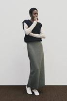 Mijeong Park - Cashmere Blend Knit Midi Skirt - Gray - Skirts - YUCCA, Women’s clothing store Denver, shop local.