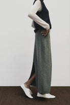 Mijeong Park - Cashmere Blend Knit Midi Skirt - Gray - Skirts - YUCCA, Women’s clothing store Denver, shop local.