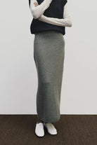 Mijeong Park - Cashmere Blend Knit Midi Skirt - Gray - Skirts - YUCCA, Women’s clothing store Denver, shop local.
