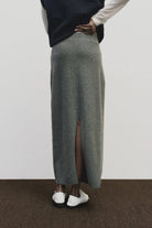 Mijeong Park - Cashmere Blend Knit Midi Skirt - Gray - Skirts - YUCCA, Women’s clothing store Denver, shop local.