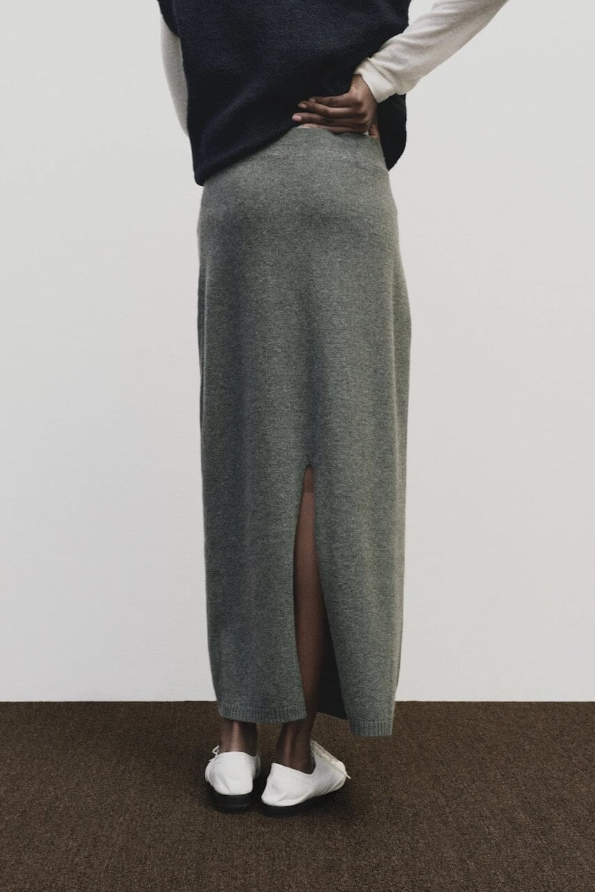 Mijeong Park - Cashmere Blend Knit Midi Skirt - Gray - Skirts - YUCCA, Women’s clothing store Denver, shop local.
