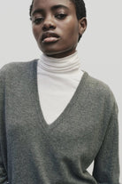 Mijeong Park - Cashmere Blend V-Neck Knit - Gray - Sweater - YUCCA, boutiques near me, women’s high quality knitwear.