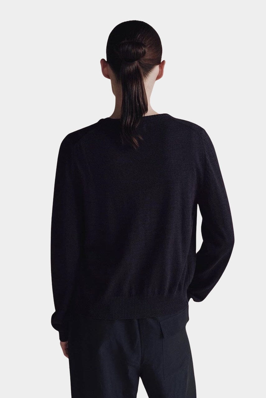 Mijeong Park | Cotton Blend Cardigan in Navy - SHOP YUCCA Cardigan MIJEONG PARK - YUCCA, Yucca store Denver, women’s clothing boutique near me, high quality capsule wardrobe, boutiques near me, women’s high quality tops.