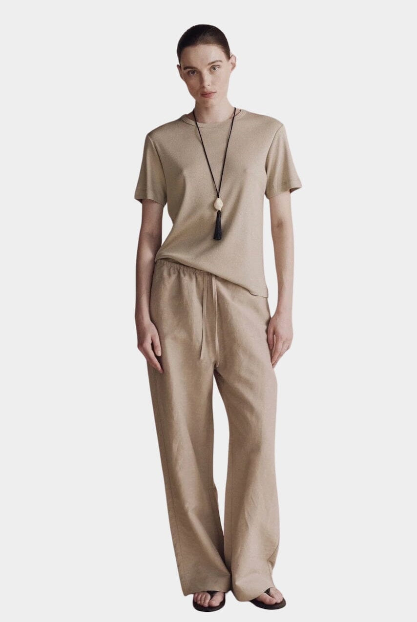Mijeong Park | Cotton Tencel Ribbed Shirt In Light Khaki - SHOP YUCCA Shirts & Tops MIJEONG PARK - YUCCA, Yucca store Denver, women’s clothing boutique near me, high quality capsule wardrobe, boutiques near me, women’s high quality tops.