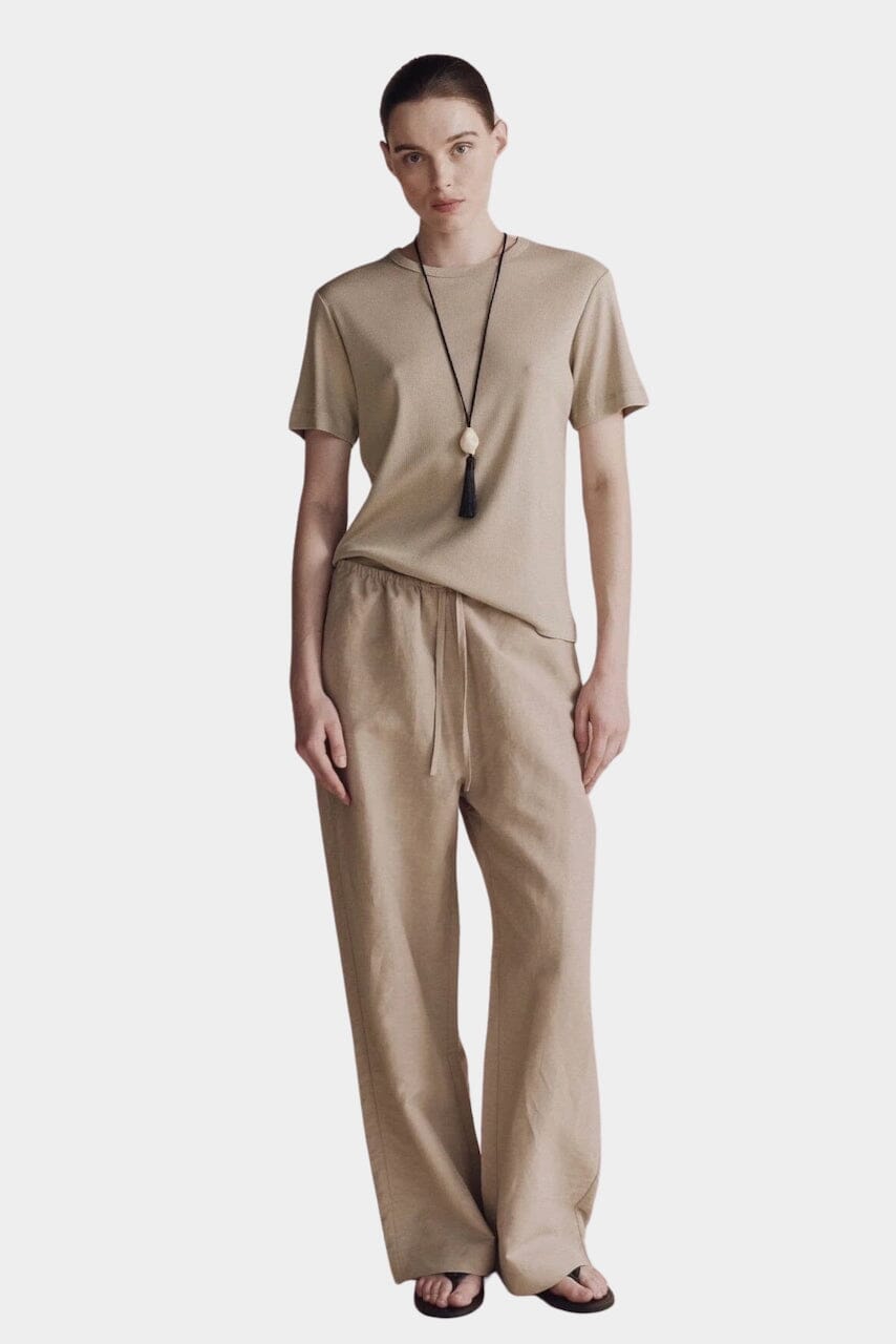 Mijeong Park | Cotton Tencel Ribbed Shirt In Light Khaki - SHOP YUCCA Shirts & Tops MIJEONG PARK - YUCCA, Yucca store Denver, women’s clothing boutique near me, high quality capsule wardrobe, boutiques near me, women’s high quality tops.