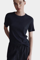 Mijeong Park | Cotton Tencel Ribbed T-Shirt in Navy - SHOP YUCCA Shirts & Tops MIJEONG PARK - YUCCA, Yucca store Denver, women’s clothing boutique near me, high quality capsule wardrobe, boutiques near me, women’s high quality tops.