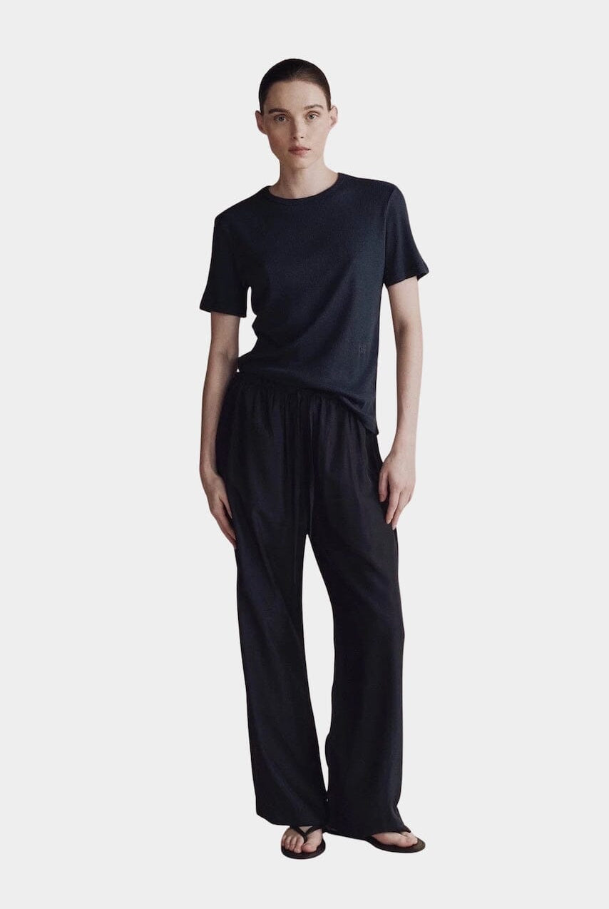 Mijeong Park | Cotton Tencel Ribbed T-Shirt in Navy - SHOP YUCCA Shirts & Tops MIJEONG PARK - YUCCA, Yucca store Denver, women’s clothing boutique near me, high quality capsule wardrobe, boutiques near me, women’s high quality tops.