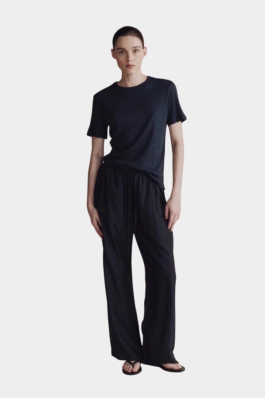 Mijeong Park | Cotton Tencel Ribbed T-Shirt in Navy - SHOP YUCCA Shirts & Tops MIJEONG PARK - YUCCA, Yucca store Denver, women’s clothing boutique near me, high quality capsule wardrobe, boutiques near me, women’s high quality tops.