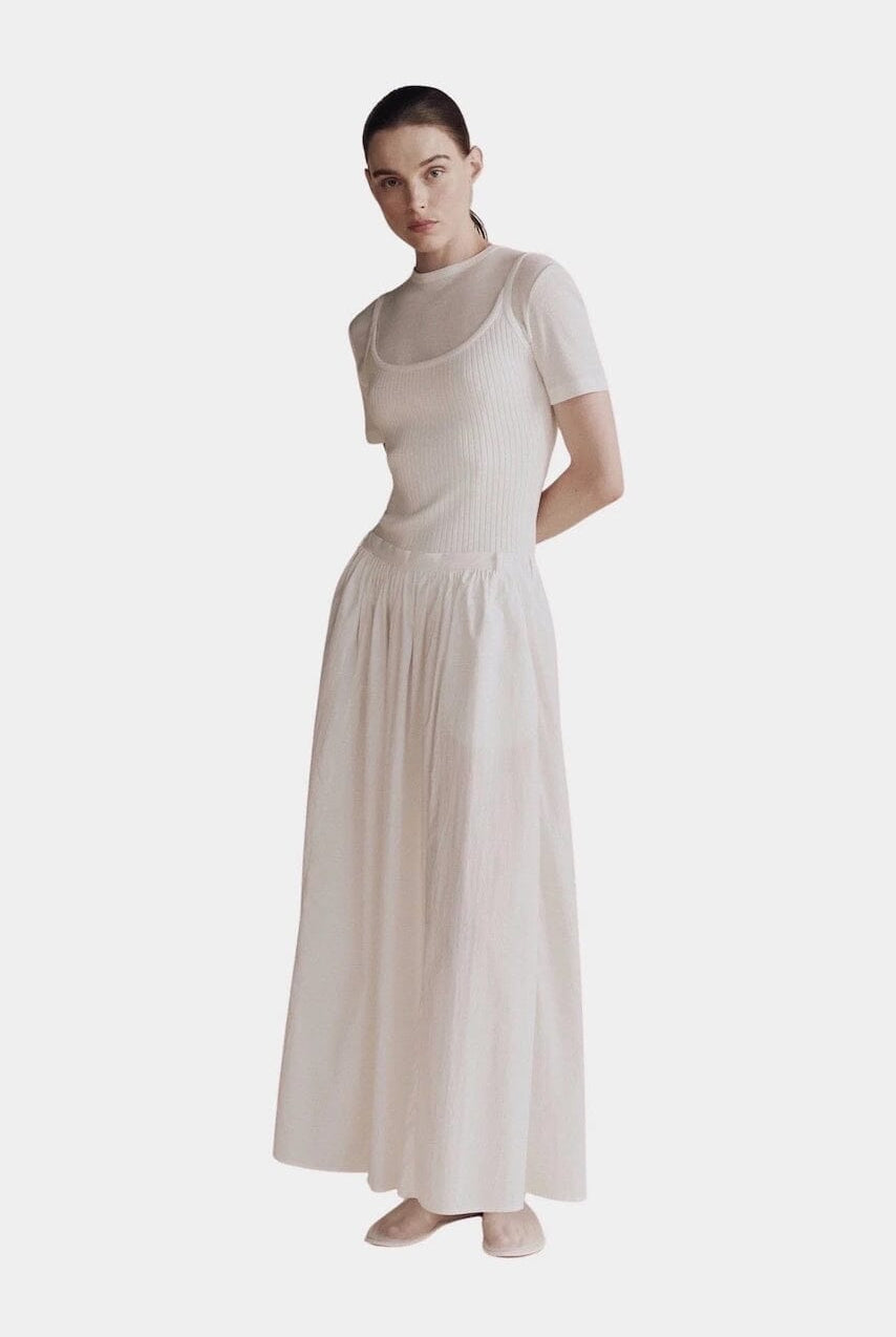 Mijeong Park | Cotton Tencel Ribbed T-Shirt in White - SHOP YUCCA Shirts & Tops MIJEONG PARK - YUCCA, Yucca store Denver, women’s clothing boutique near me, high quality capsule wardrobe, boutiques near me, women’s high quality tops.