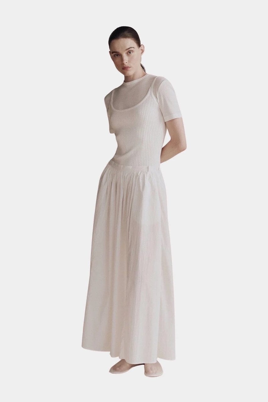 Mijeong Park | Cotton Tencel Ribbed T-Shirt in White - SHOP YUCCA Shirts & Tops MIJEONG PARK - YUCCA, Yucca store Denver, women’s clothing boutique near me, high quality capsule wardrobe, boutiques near me, women’s high quality tops.
