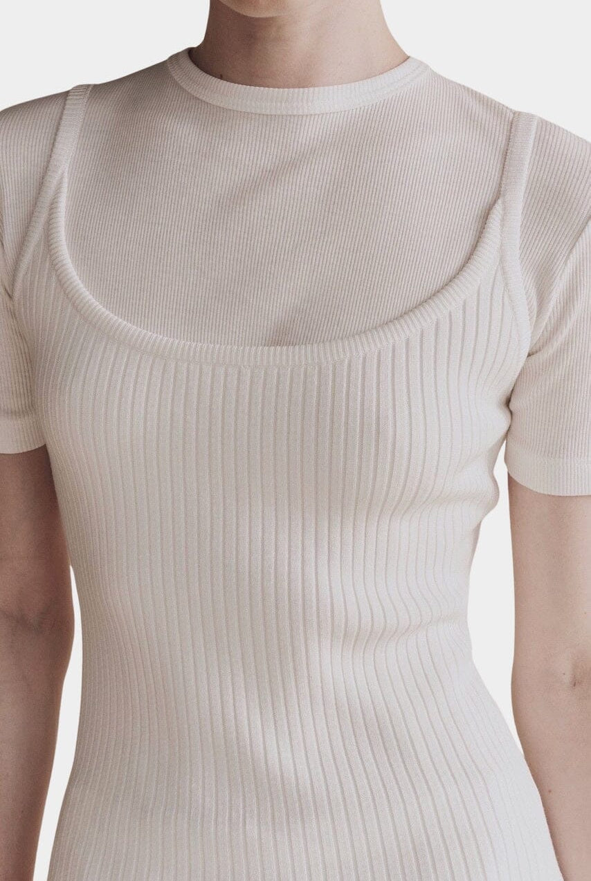 Mijeong Park | Cotton Tencel Ribbed T-Shirt in White - SHOP YUCCA Shirts & Tops MIJEONG PARK - YUCCA, Yucca store Denver, women’s clothing boutique near me, high quality capsule wardrobe, boutiques near me, women’s high quality tops.