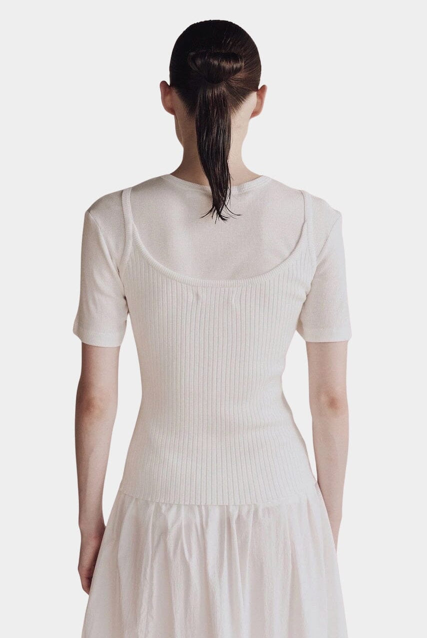 Mijeong Park | Cotton Tencel Ribbed T-Shirt in White - SHOP YUCCA Shirts & Tops MIJEONG PARK - YUCCA, Yucca store Denver, women’s clothing boutique near me, high quality capsule wardrobe, boutiques near me, women’s high quality tops.