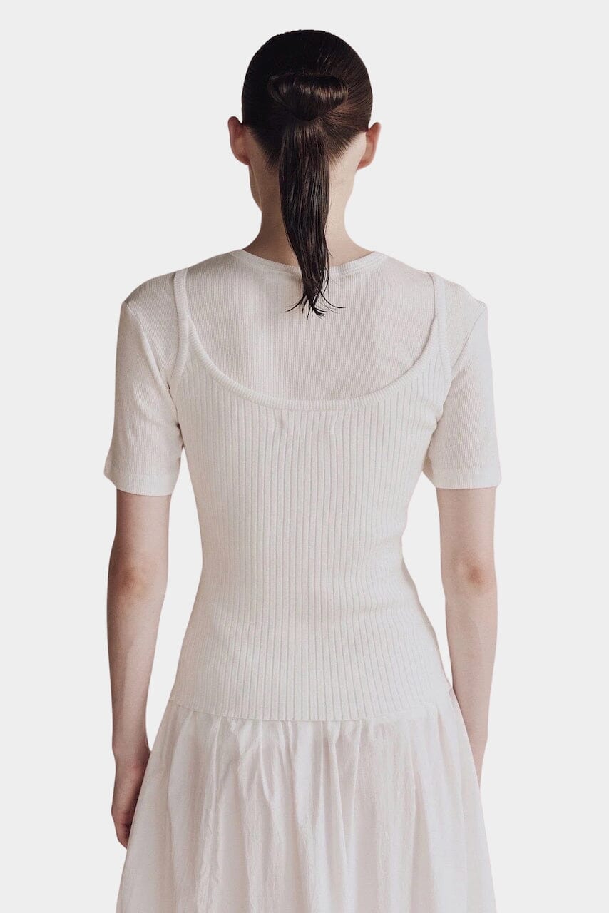 Mijeong Park | Cotton Tencel Ribbed T-Shirt in White - SHOP YUCCA Shirts & Tops MIJEONG PARK - YUCCA, Yucca store Denver, women’s clothing boutique near me, high quality capsule wardrobe, boutiques near me, women’s high quality tops.