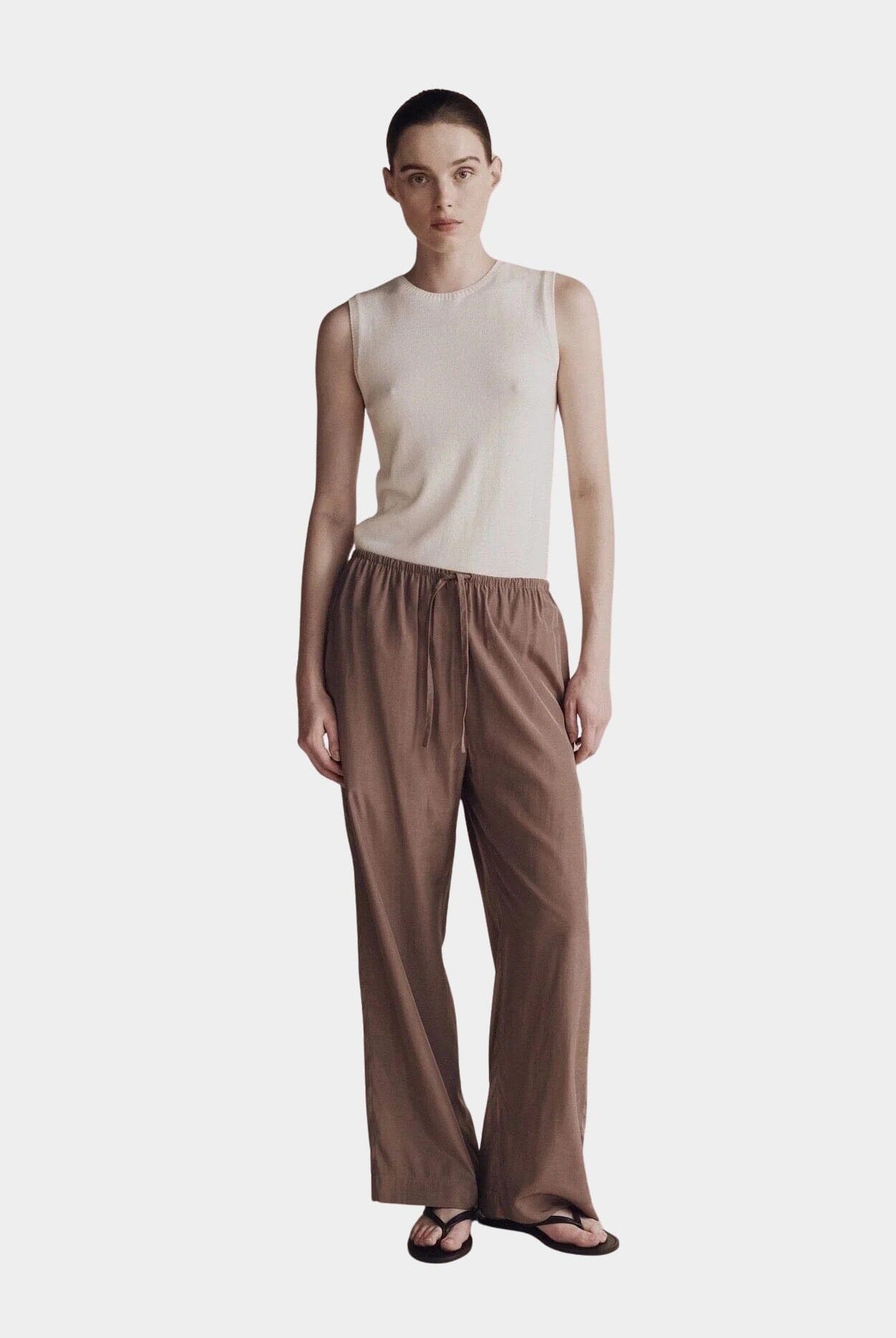 Mijeong Park | Drawstring Wide Leg Pants in Mocha - SHOP YUCCA Pants MIJEONG PARK - YUCCA, Women’s clothing store Denver, women’s clothing website, women’s elevated pants, clothing boutiques near me, women’s elevated trousers