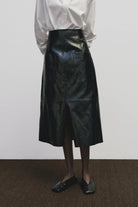 Mijeong Park - Faux Leather Skirt - Black - Skirts - YUCCA, women’s elevated skirts, clothing boutiques near me.