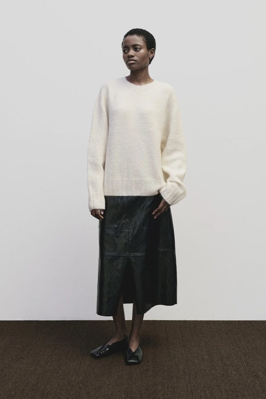 Mijeong Park - Faux Leather Skirt - Black - Skirts - YUCCA, women’s elevated skirts, clothing boutiques near me.
