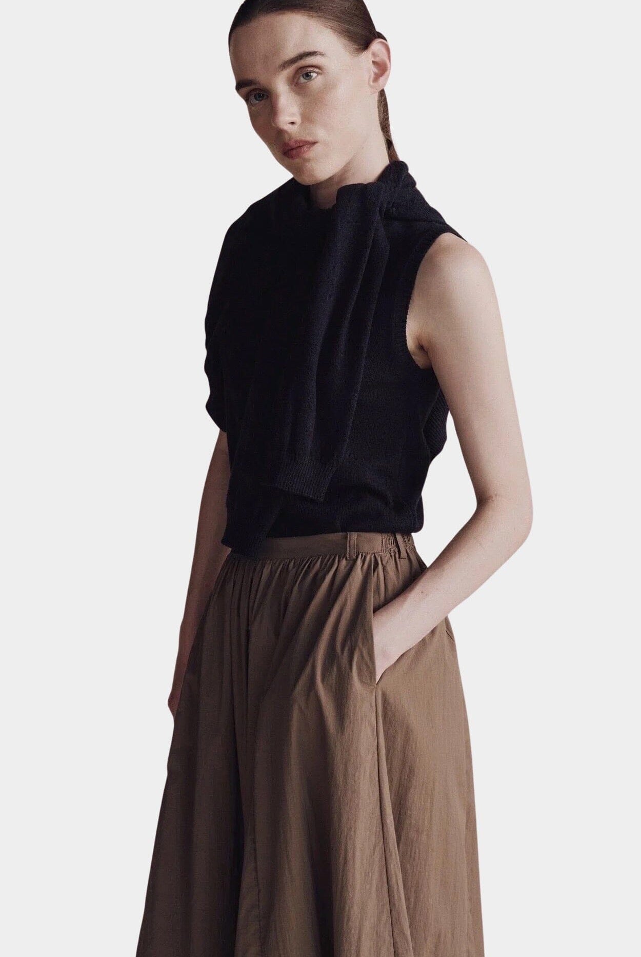 Mijeong Park | Gathered Maxi Skirt in Brown - SHOP YUCCA Skirts MIJEONG PARK - YUCCA, Women’s clothing store Denver, women’s clothing website, women’s elevated skirts, clothing boutiques near me, women’s elevated maxi skirts.