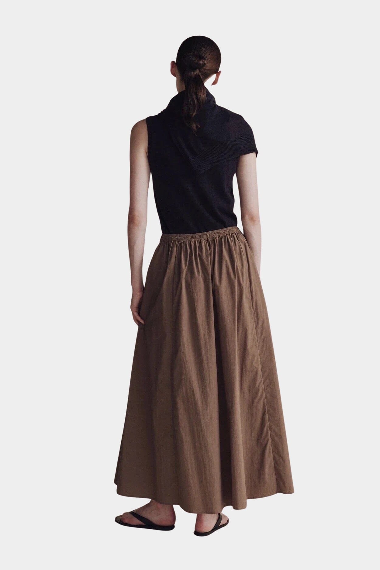Mijeong Park | Gathered Maxi Skirt in Brown - SHOP YUCCA Skirts MIJEONG PARK - YUCCA, Women’s clothing store Denver, women’s clothing website, women’s elevated skirts, clothing boutiques near me, women’s elevated maxi skirts.