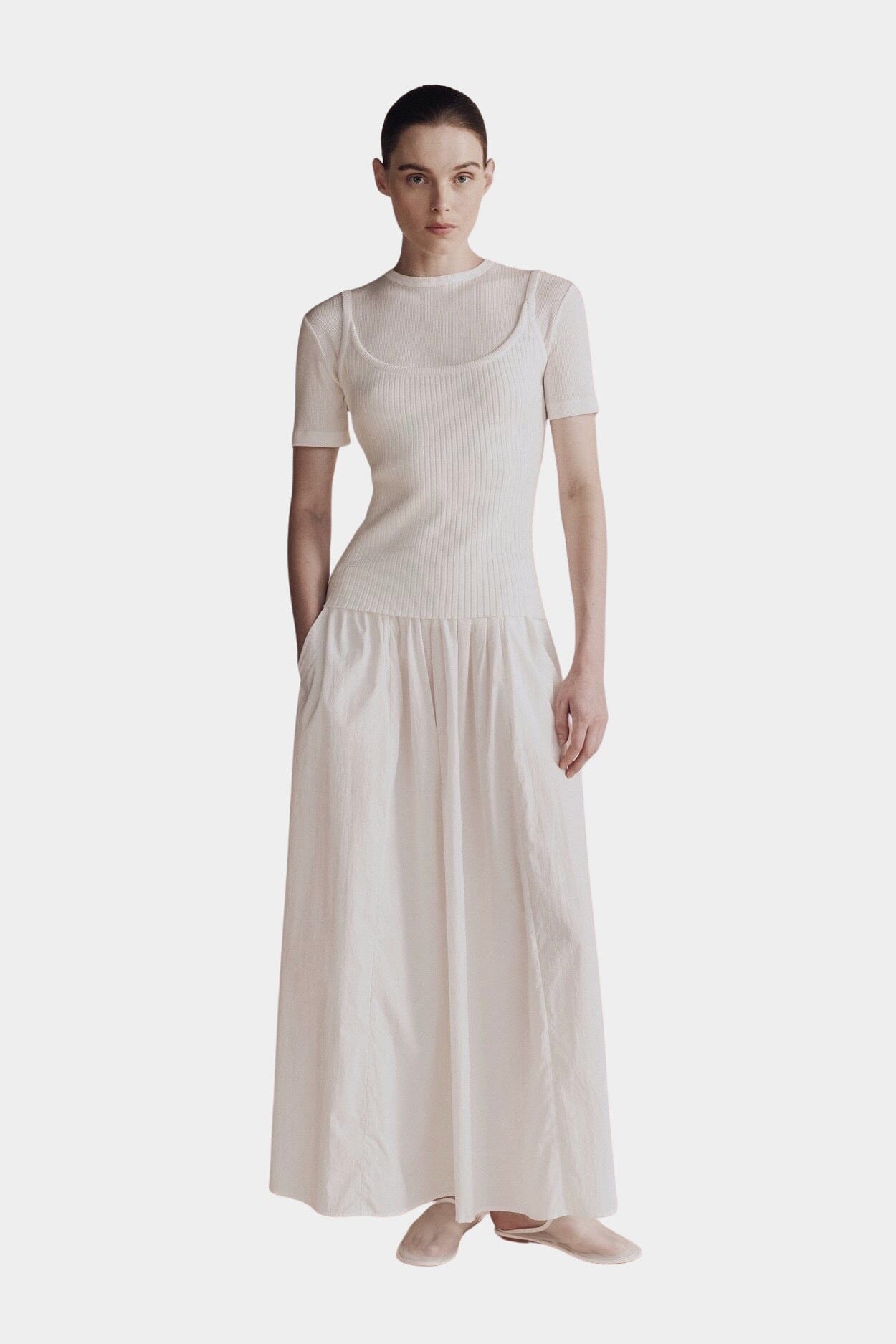Mijeong Park | Gathered Maxi Skirt In White - SHOP YUCCA Skirts MIJEONG PARK - YUCCA, Women’s clothing store Denver, women’s clothing website, women’s elevated skirts, clothing boutiques near me, women’s elevated maxi skirts.