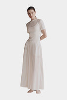 Mijeong Park | Gathered Maxi Skirt In White - SHOP YUCCA Skirts MIJEONG PARK - YUCCA, Women’s clothing store Denver, women’s clothing website, women’s elevated skirts, clothing boutiques near me, women’s elevated maxi skirts.