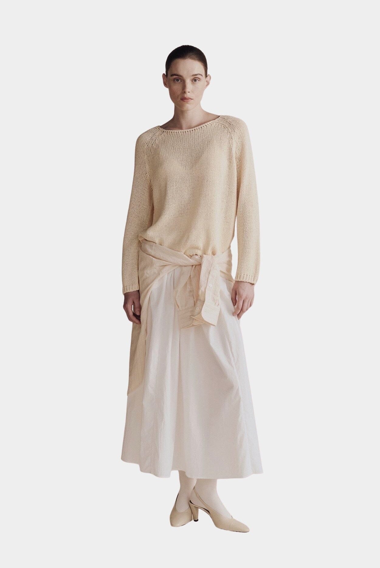 Mijeong Park | Gathered Maxi Skirt In White - SHOP YUCCA Skirts MIJEONG PARK - YUCCA, Women’s clothing store Denver, women’s clothing website, women’s elevated skirts, clothing boutiques near me, women’s elevated maxi skirts.