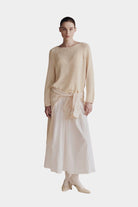 Mijeong Park | Gathered Maxi Skirt In White - SHOP YUCCA Skirts MIJEONG PARK - YUCCA, Women’s clothing store Denver, women’s clothing website, women’s elevated skirts, clothing boutiques near me, women’s elevated maxi skirts.