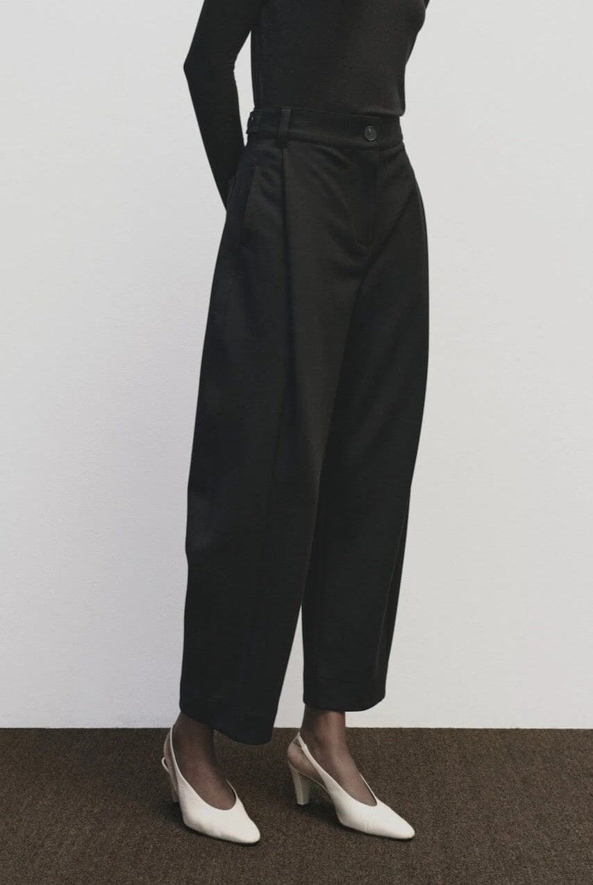 Mijeong Park - Pleated Barrel Leg Pants - Black - Pants - YUCCA, Artistic clothing for women, boutique near me.