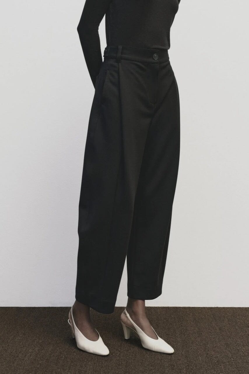 Mijeong Park - Pleated Barrel Leg Pants - Black - Pants - YUCCA, Artistic clothing for women, boutique near me.