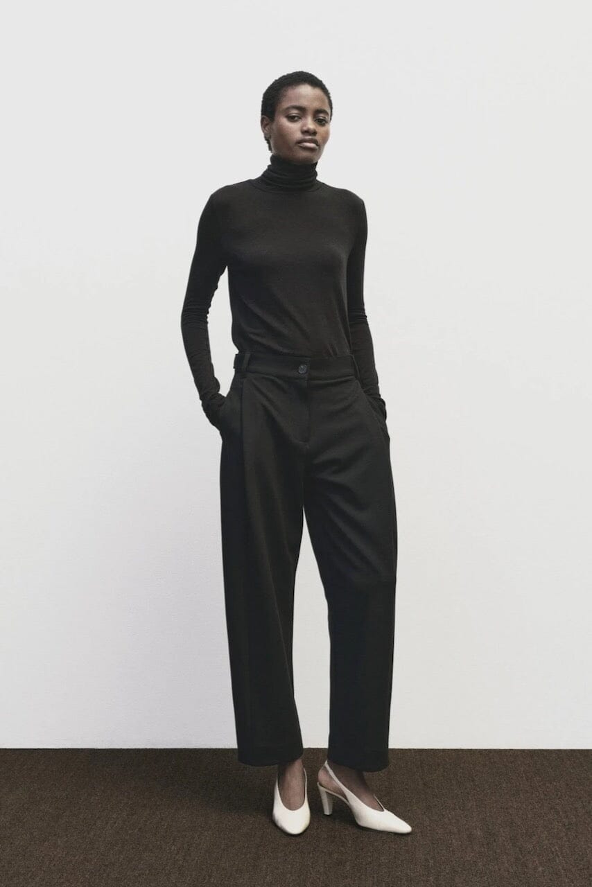 Mijeong Park - Pleated Barrel Leg Pants - Black - Pants - YUCCA, Artistic clothing for women, boutique near me.