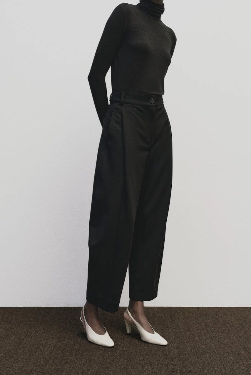 Mijeong Park - Pleated Barrel Leg Pants - Black - Pants - YUCCA, Artistic clothing for women, boutique near me.