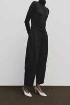 Mijeong Park - Pleated Barrel Leg Pants - Black - Pants - YUCCA, Artistic clothing for women, boutique near me.