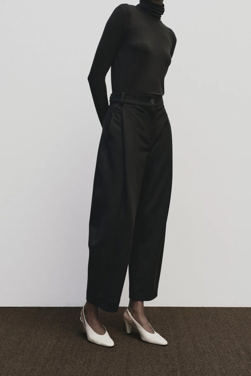 Mijeong Park - Pleated Barrel Leg Pants - Black - Pants - YUCCA, Artistic clothing for women, boutique near me.