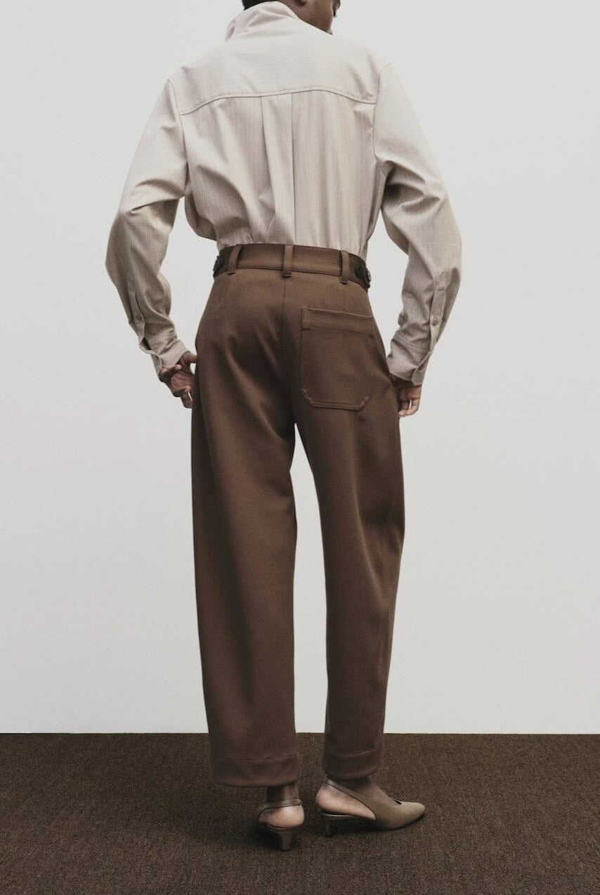 Mijeong Park - Pleated Barrel Leg Pants - Brown - YUCCA, Artistic clothing for women, boutique stores near me.