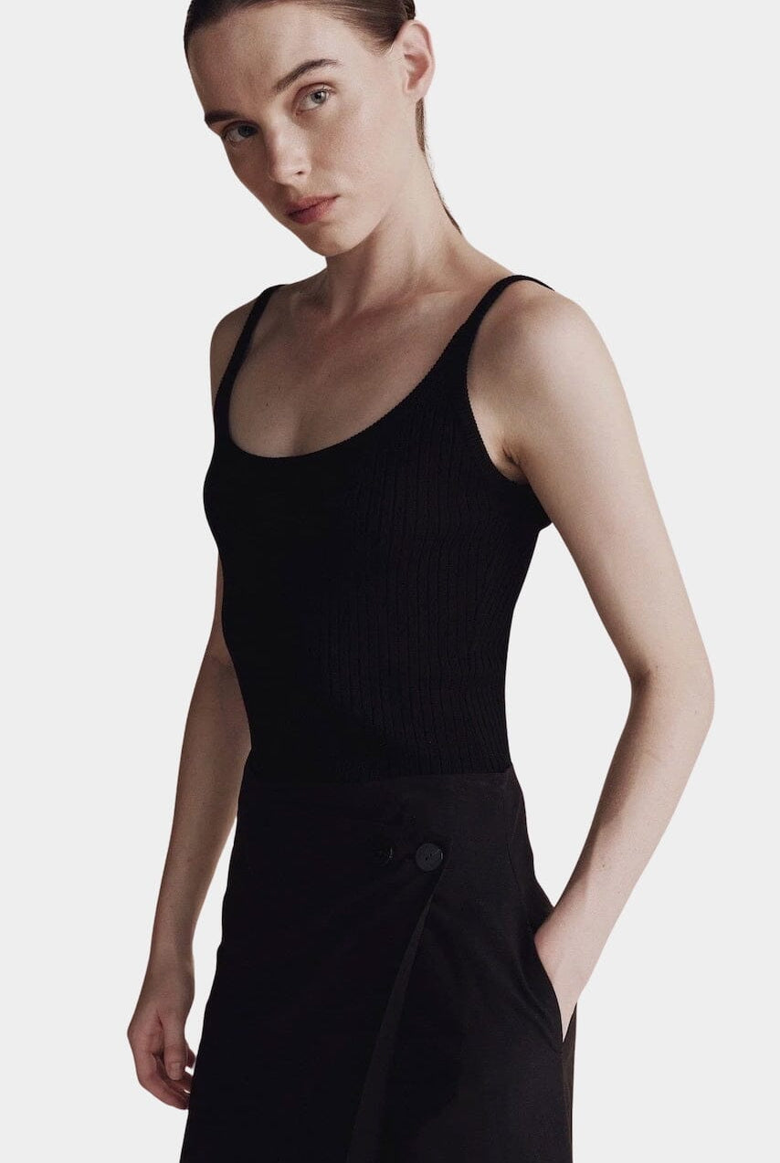 Mijeong Park | Ribbed Knit Tank In Black - SHOP YUCCA Shirts & Tops MIJEONG PARK - YUCCA, Yucca store Denver, women’s clothing boutique near me, high quality capsule wardrobe, boutiques near me, women’s high quality tops.