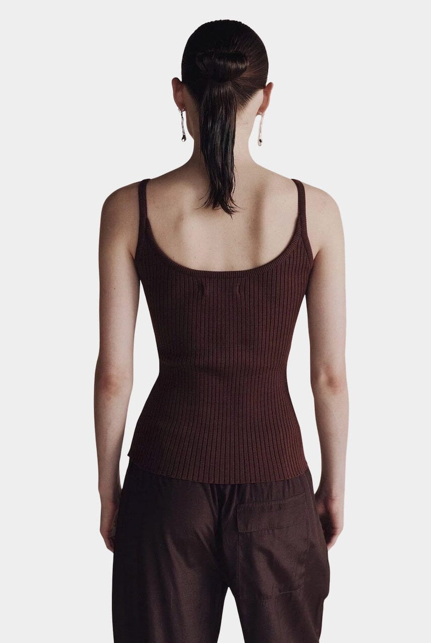 Mijeong Park | Ribbed Knit Tank in Brown - SHOP YUCCA Tank Top MIJEONG PARK - YUCCA, Yucca store Denver, women’s clothing boutique near me, high quality capsule wardrobe, boutiques near me, women’s high quality tops.