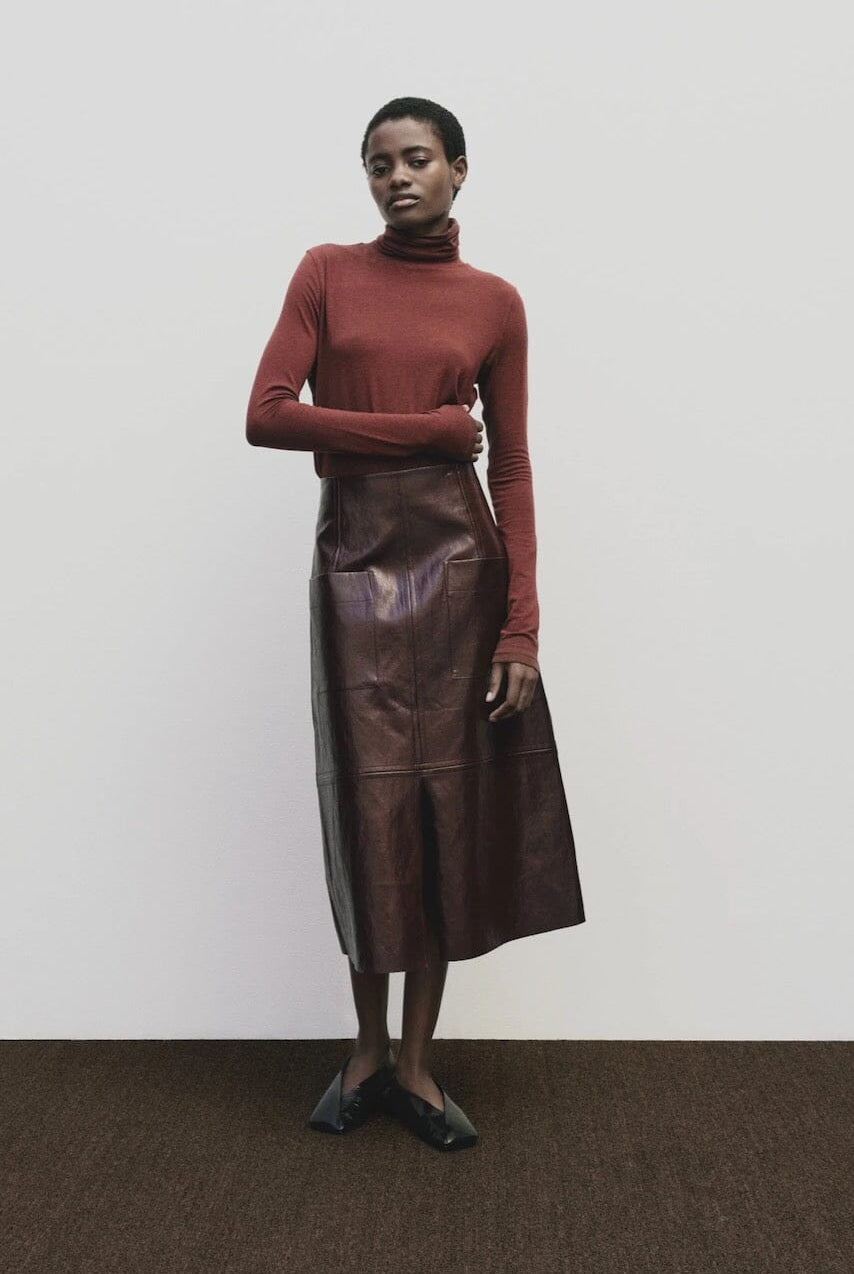Mijeong Park - Roll Neck Jersey Top - Burgundy - Shirts & Tops - YUCCA, shop local Denver, women’s clothing boutique.